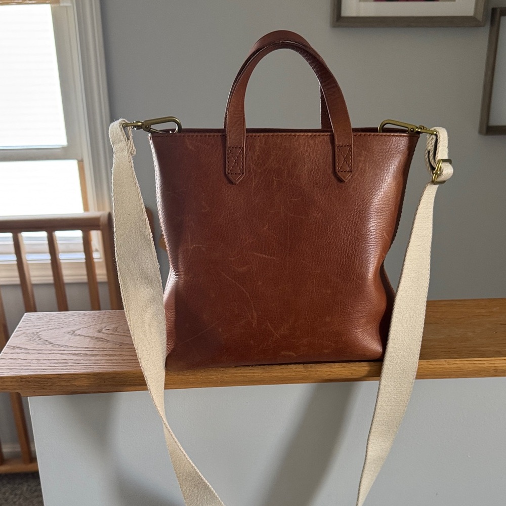 Madewell Top Zip Soft Brown English transport Tote/ Crossbody